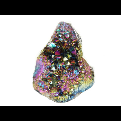 Crystals covered with a rainbow metallic aura coating
