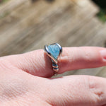 Raw Baby Blue Mt Antero Aquamarine Crystal Ring in Sterling Silver Sz 7