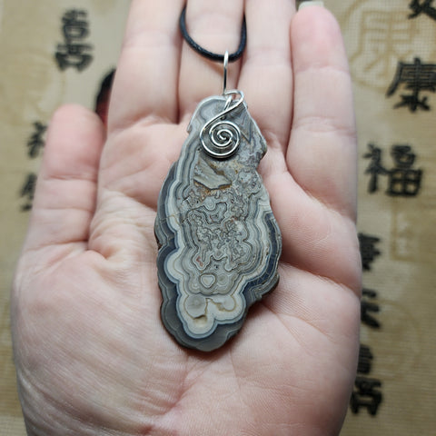 Crazy Lace Agate Stalactite Pendant in Sterling Silver