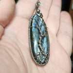 Blue Purple Labradorite Tree of Life Pendant Necklace in Sterling Silver