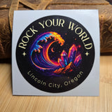 Rock Your World Sticker Waves + Crystals in Moonlight - 2.76in Vinyl Sticker