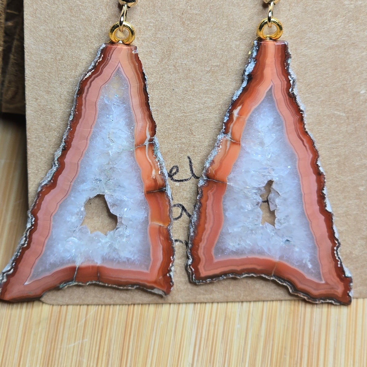 Parallax Carnelian Agate Geode Quartz Crystal Earrings – Rock Your