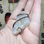 White Lacey Agate Pendant in Hammered Copper