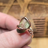 Raw Crystal Copper Ring Size 6.5 – Natural Cat’s Eye Watermelon Tourmaline