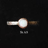 Australian Precious Opal Ring in Sterling Silver & Copper Size 6.5