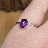 Grape Purple Amethyst Ring sz 9.5 - Hammered Sterling Silver