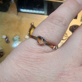 Raw Pink Tourmaline Crystal Stone Ring in Mixed Metal Sterling Silver Copper Band Sz 7.5 - Rock Your World