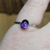 Grape Purple Amethyst Ring sz 9.5 - Hammered Sterling Silver