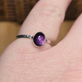 Grape Purple Amethyst Ring sz 9.5 - Hammered Sterling Silver