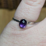 Grape Purple Amethyst Ring sz 9.5 - Hammered Sterling Silver