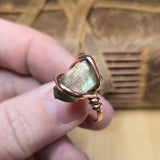 Raw Crystal Copper Ring Size 6.5 – Natural Cat’s Eye Watermelon Tourmaline