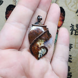 Crazy Patterned Moss Agate Pendant in Copper