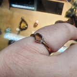 Raw Pink Tourmaline Crystal Stone Ring in Mixed Metal Sterling Silver Copper Band Sz 7.5 - Rock Your World