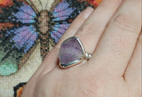 Double Terminated Hourglass Amethyst Crystal Ring in Sterling Silver Sz 8.5