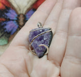 Abstract Amethyst Druzy Crystal Pendant in Sterling Silver