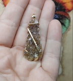 Rare Ametrine Druzy Crystal Pendant in 14kt Yellow Gold Fill