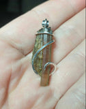 Raw Watermelon Tourmaline Crystal Pendant in Sterling Silver