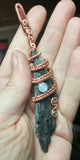 Flying Witches Broomstick Pendant Raw Black Kyanite Moonstone Necklace - Made To Order