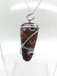 California Paisley Plume Agate Pendant in Hammered Sterling Silver