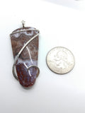 California Paisley Plume Agate Pendant in Hammered Sterling Silver