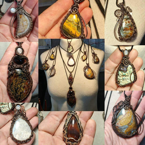 Wire wrapped stone pendants for sale