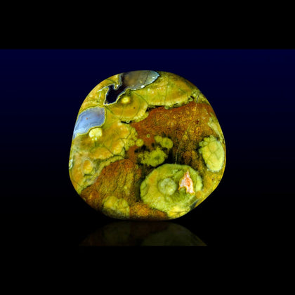 Rainforest jasper pebble on black background