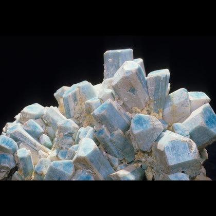 Cluster of opaque blue and white amazonite crystals
