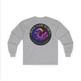 Rock Your World Moonlight Wave Crystal Long Sleeve Shirt – Unisex Heavy Cotton BACK Print + Front Logo