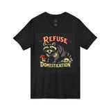Refuse Domestication Raccoon V-Neck T-Shirt - Nature Rebel Graphic Tee