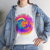 Rock Your World Retro Heatwave Crystal Sunset Crashing Wave Tee - Unisex Heavy Duty T-Shirt