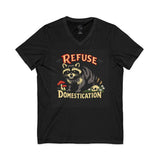Refuse Domestication Raccoon V-Neck T-Shirt - Nature Rebel Graphic Tee