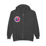 Rock Your World Retro Heatwave Crystal Sunset Crashing Wave Zip Hoodie – Unisex Heavy Blend Full-Zip Sweatshirt