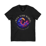 Rock Your World Moonlight Wave Crystal V-Neck – Unisex Lightweight Cotton Tee