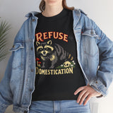 Refuse Domestication Raccoon T-Shirt - Nature Rebel Graphic Tee