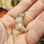 Cherry Blossom Agate Crescent Moon Pendant Sterling Silver
