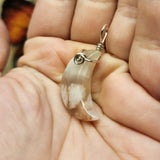 Cherry Blossom Agate Crescent Moon Pendant Sterling Silver