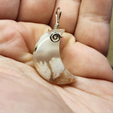 Cherry Blossom Agate Crescent Moon Pendant Sterling Silver