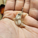 Cherry Blossom Agate Crescent Moon Pendant Sterling Silver