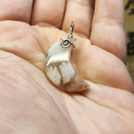Cherry Blossom Agate Crescent Moon Pendant Sterling Silver