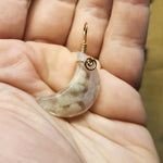 Cherry Blossom Agate Crescent Moon Pendant 14kt Rose Gold Fill