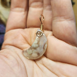 Cherry Blossom Agate Crescent Moon Pendant 14kt Rose Gold Fill