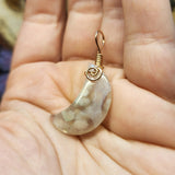 Cherry Blossom Agate Crescent Moon Pendant 14kt Rose Gold Fill