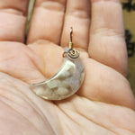 Cherry Blossom Agate Crescent Moon Pendant 14kt Rose Gold Fill