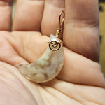 Cherry Blossom Agate Crescent Moon Pendant 14kt Rose Gold Fill