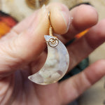 Cherry Blossom Agate Crescent Moon Pendant 14kt Rose Gold Fill