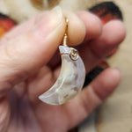 Cherry Blossom Agate Crescent Moon Pendant 14kt Rose Gold Fill