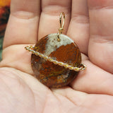 Red Moss Agate Saturn Planet Pendant Necklace in 14kt Rose Gold Fill