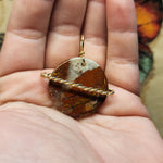 Red Moss Agate Saturn Planet Pendant Necklace in 14kt Rose Gold Fill