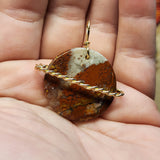 Red Moss Agate Saturn Planet Pendant Necklace in 14kt Rose Gold Fill