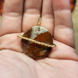 Red Moss Agate Saturn Planet Pendant Necklace in 14kt Rose Gold Fill